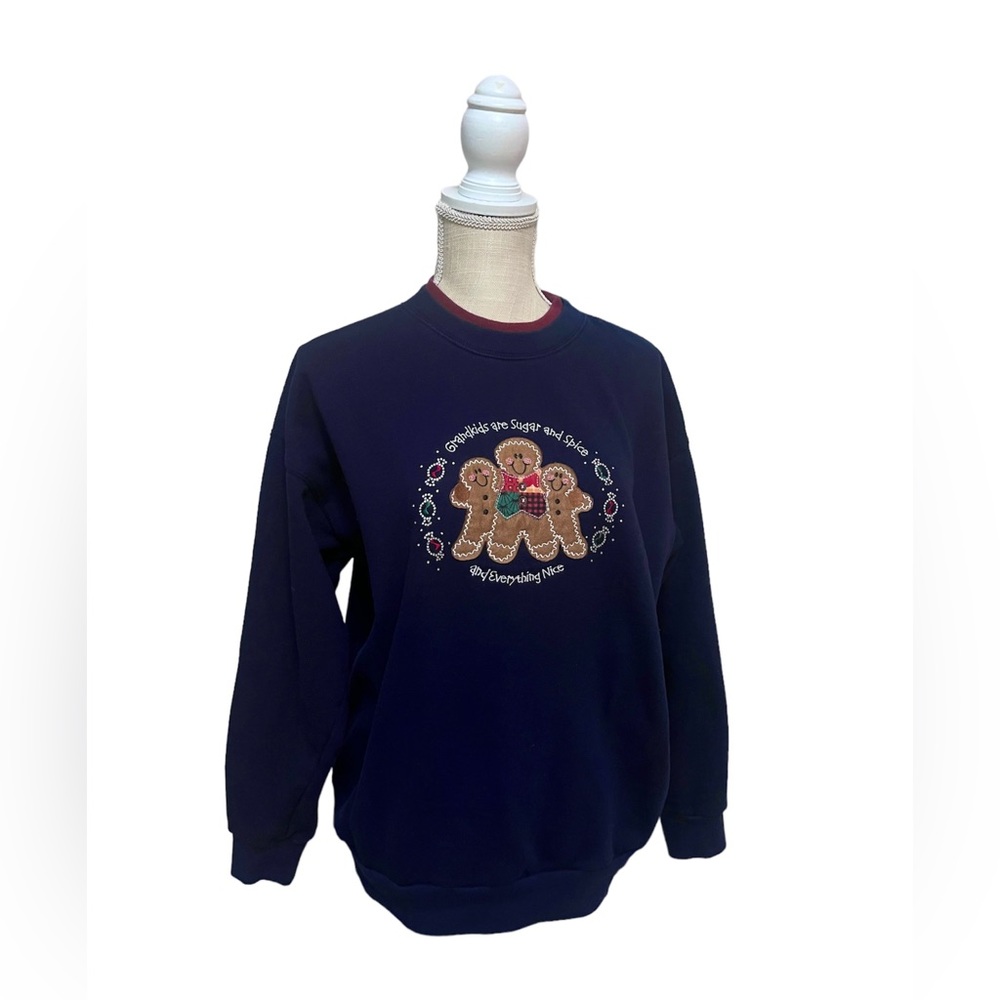 Vintage 90’s M&C Sportswear Christmas Gingerbread Grandkids Sweatshirt Medium